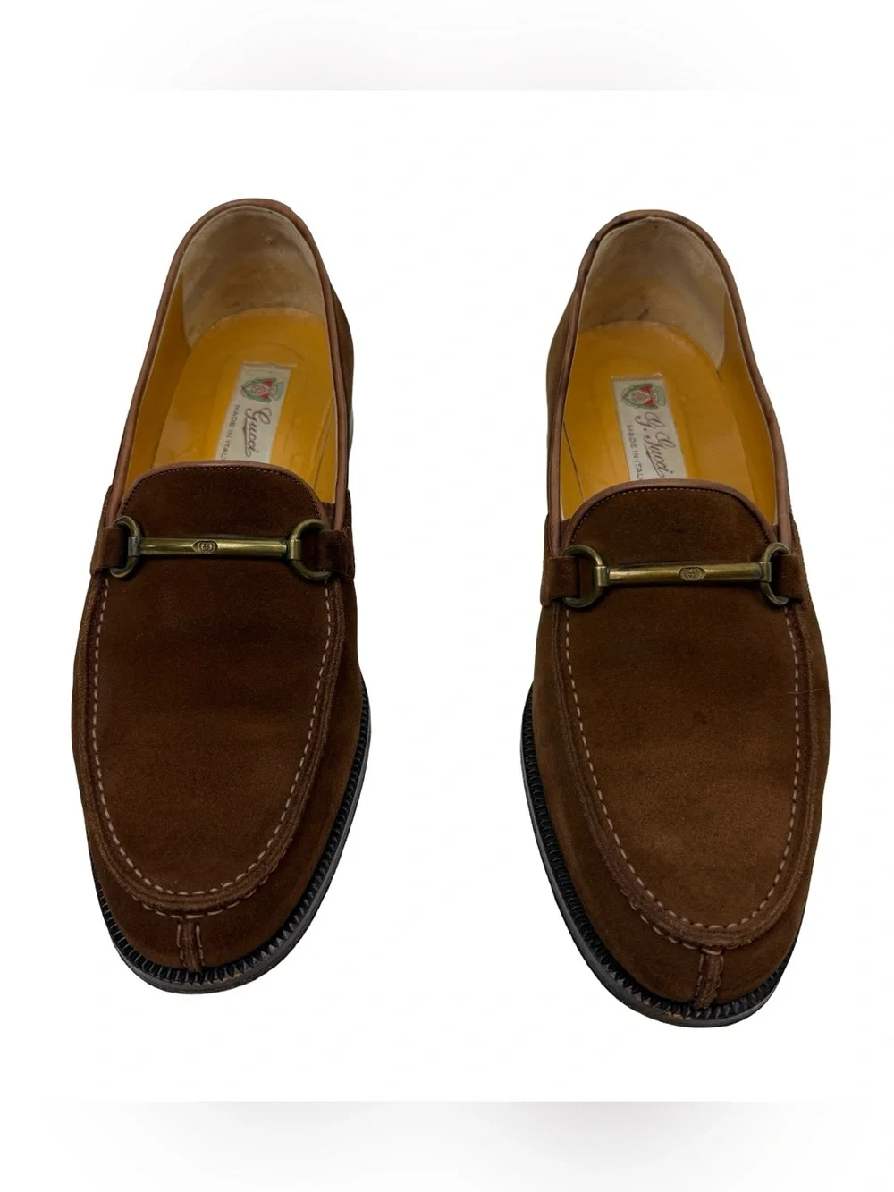 Vintage Gucci Horsebit Loafers Brown Suede Leather Dress Shoe 41 Italy 7.5